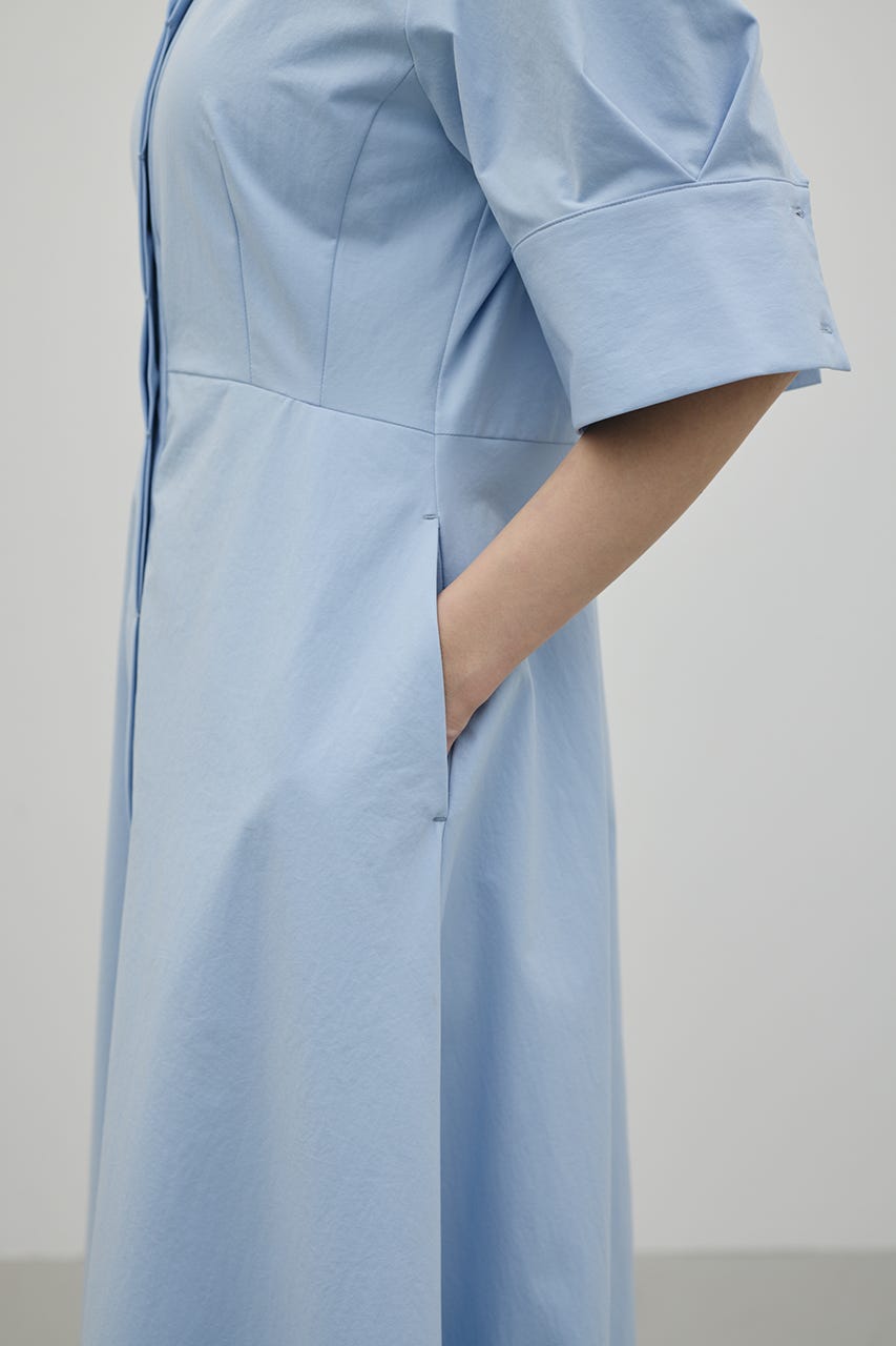 フレアマキシシャツワンピース SAX M