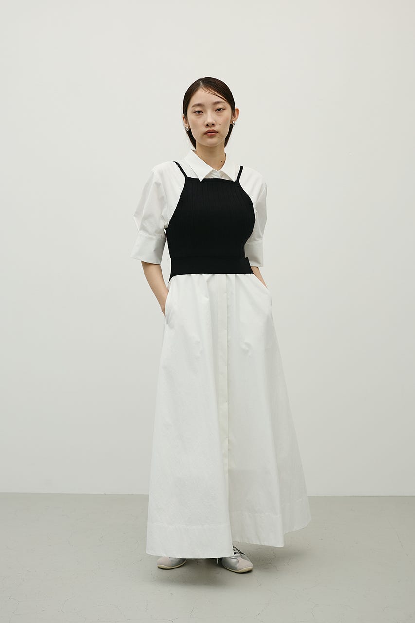 フレアマキシシャツワンピース WHT M