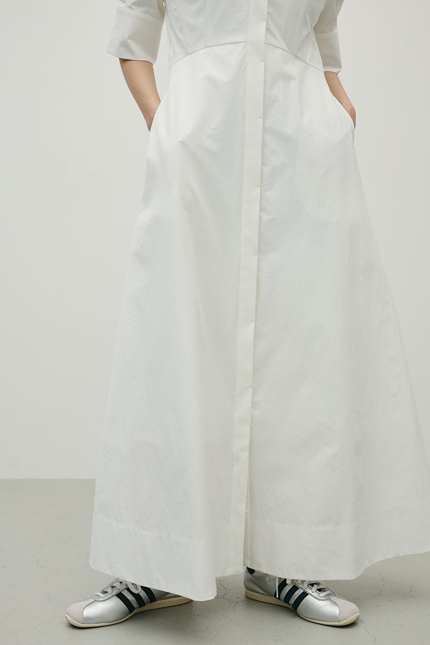 フレアマキシシャツワンピース WHT M