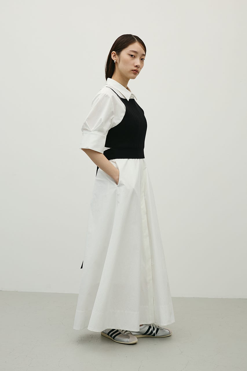 フレアマキシシャツワンピース WHT M