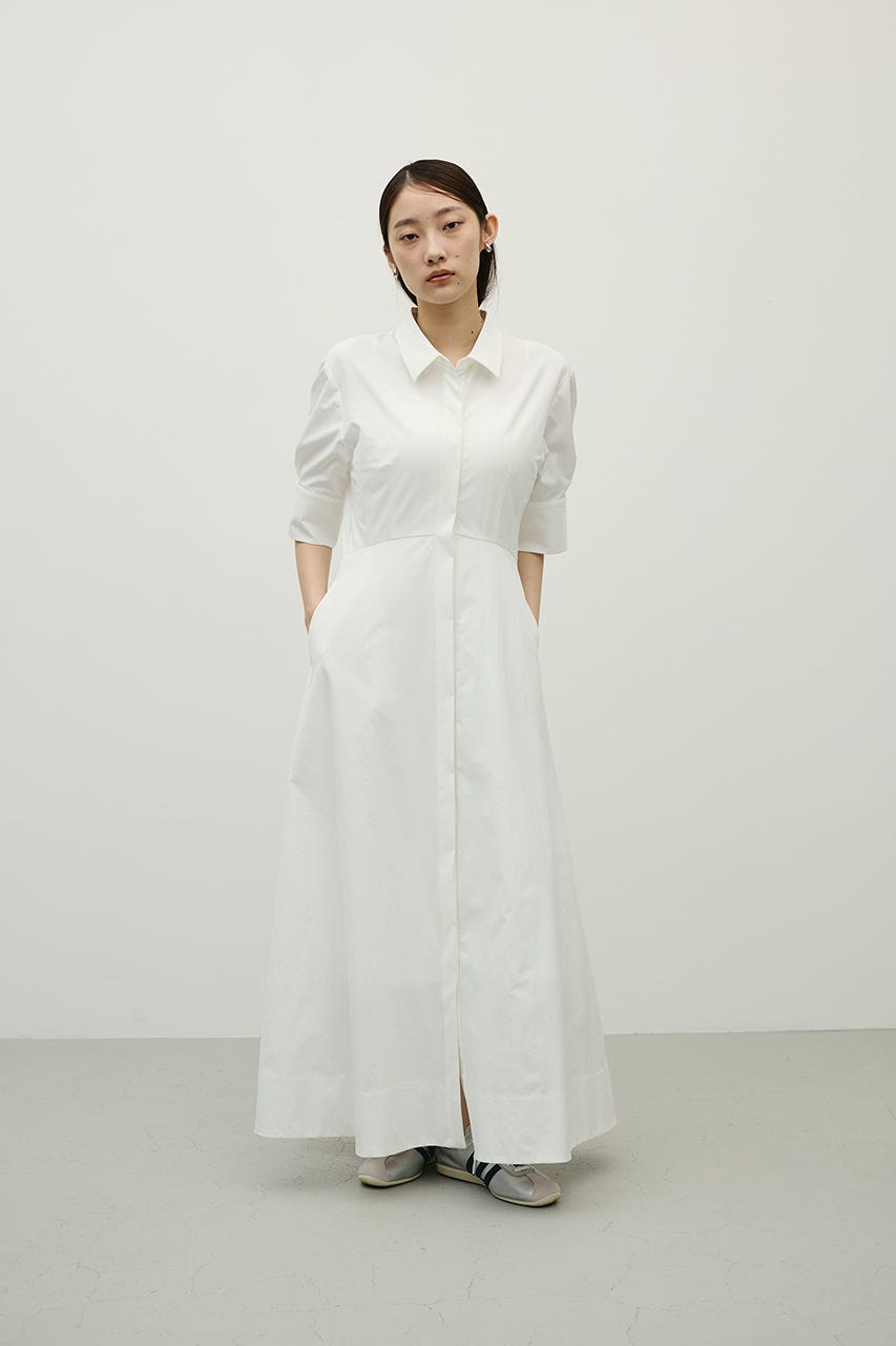 フレアマキシシャツワンピース WHT M