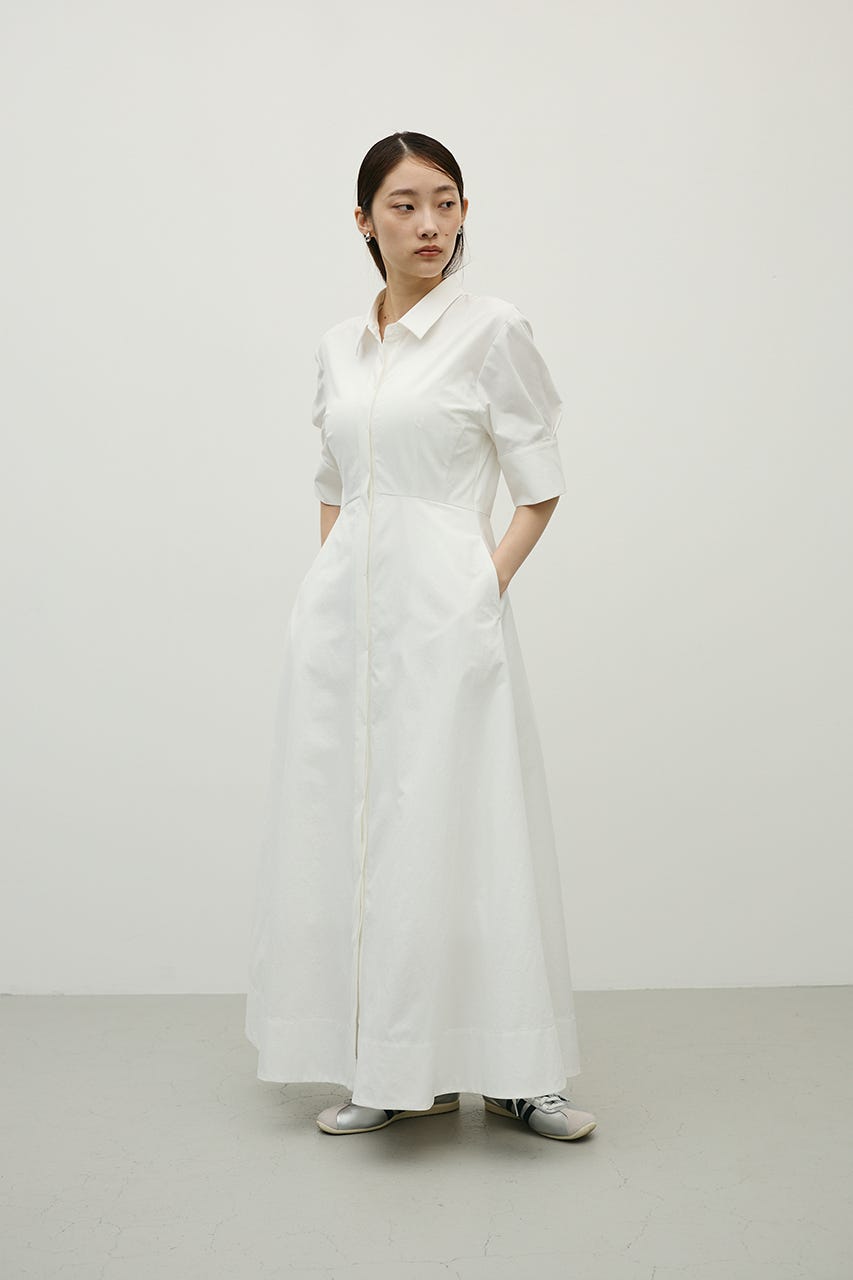 フレアマキシシャツワンピース WHT M