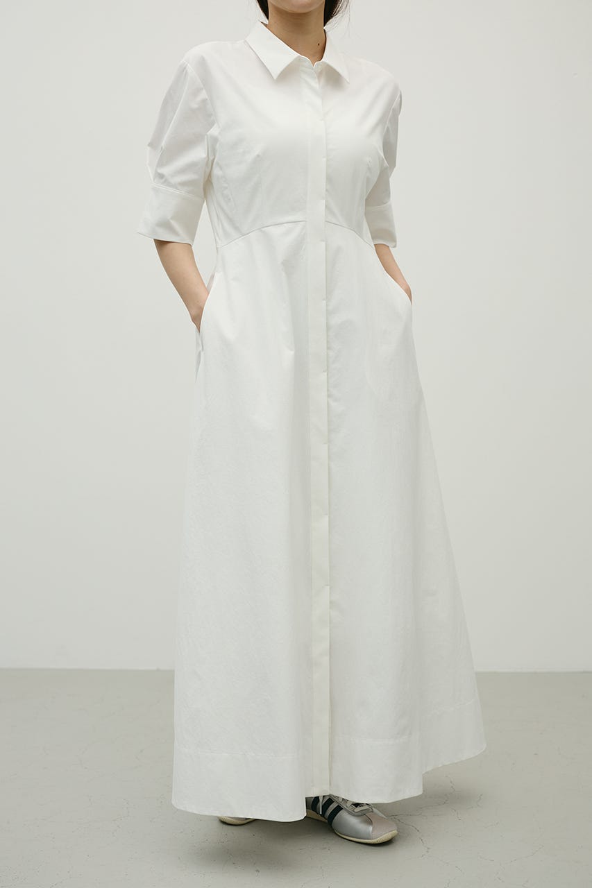 フレアマキシシャツワンピース WHT M