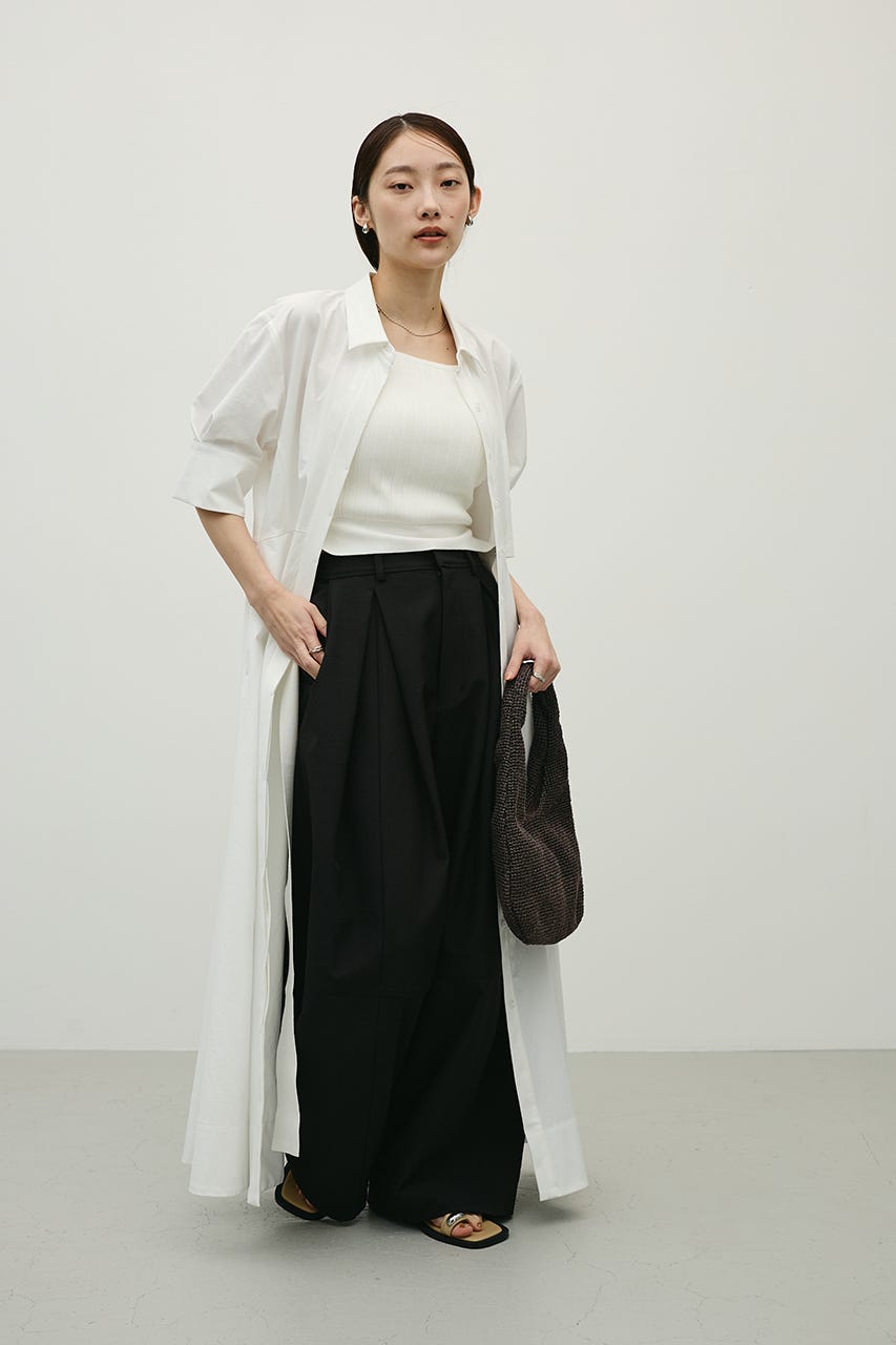 フレアマキシシャツワンピース WHT M