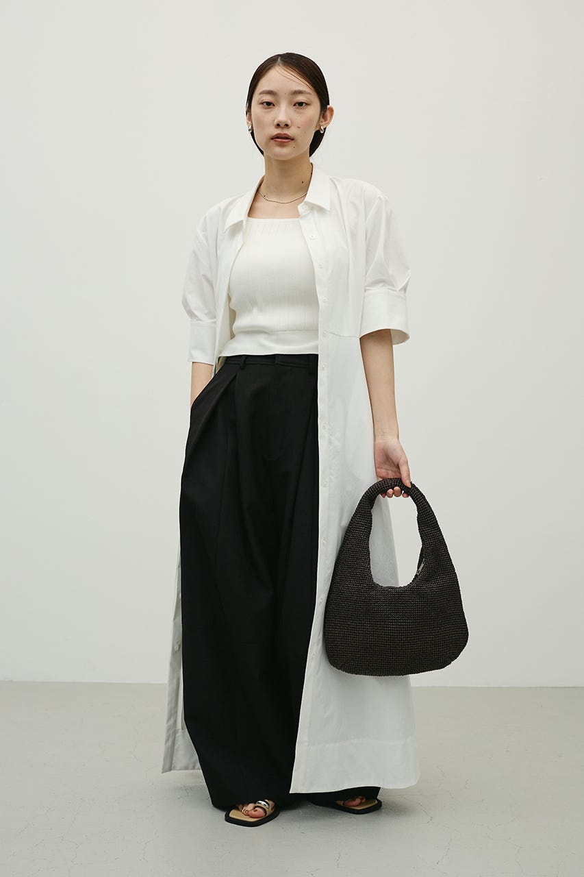 フレアマキシシャツワンピース WHT M