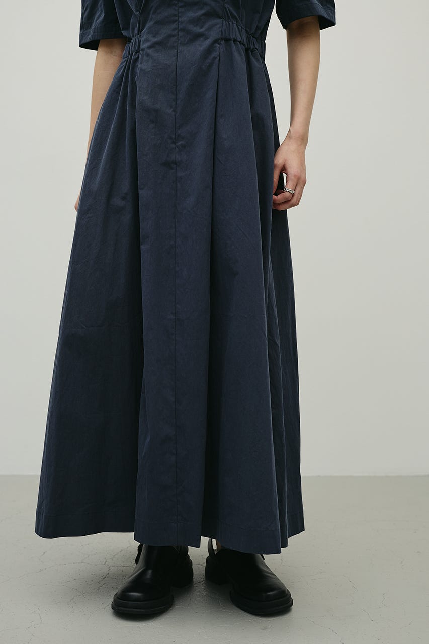 ウエストギャザーシャツワンピース BLK S