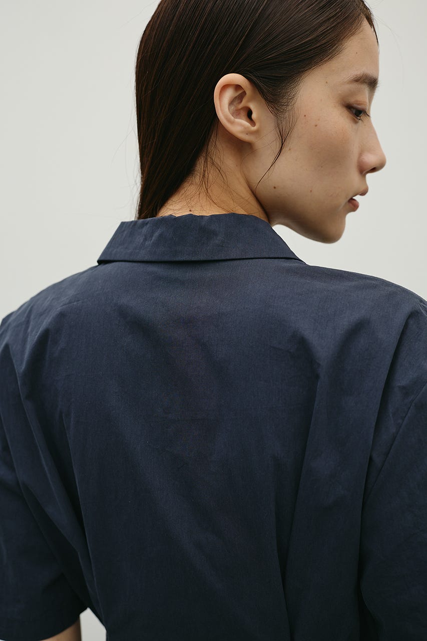 ウエストギャザーシャツワンピース BLK S