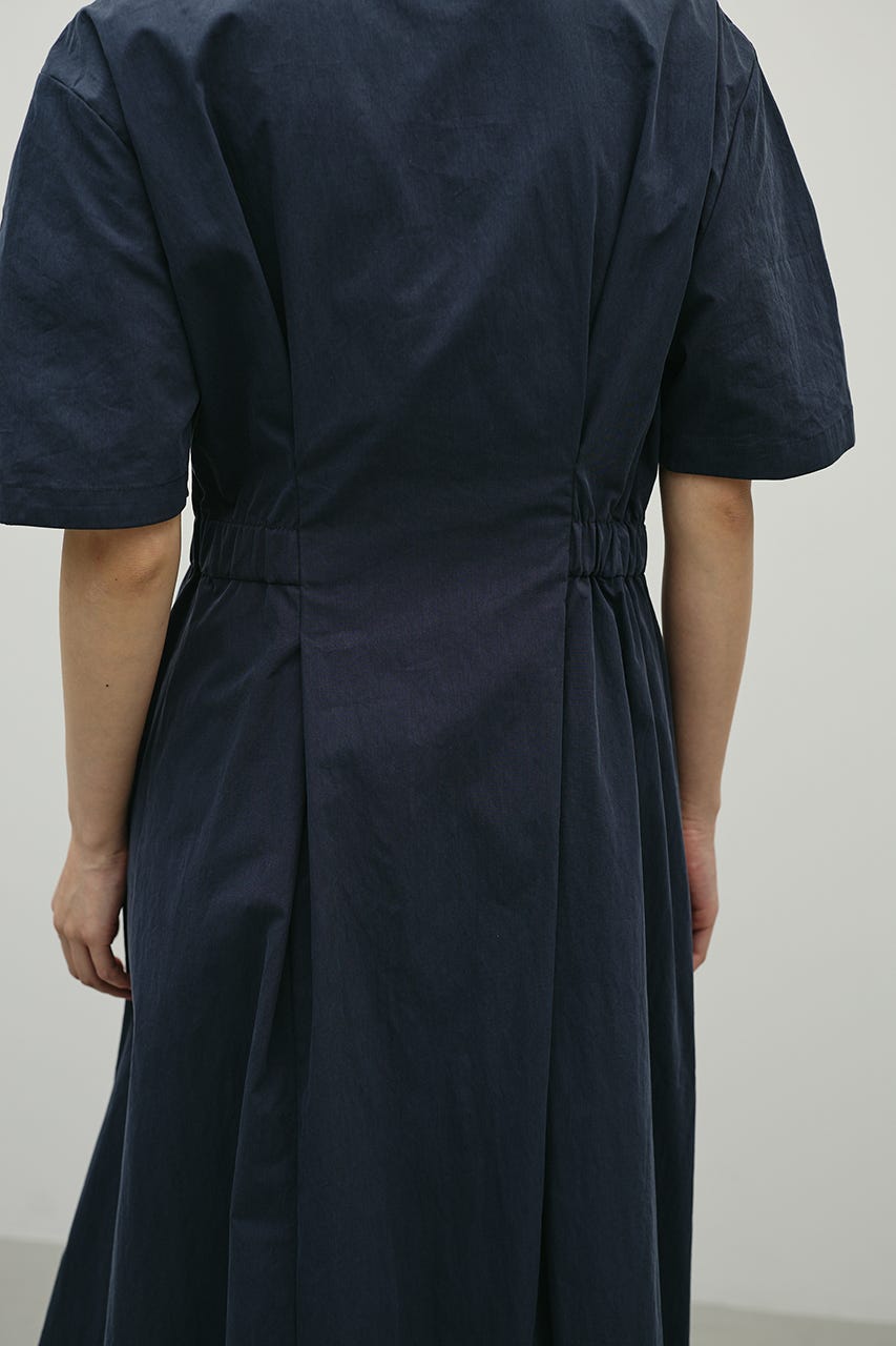 ウエストギャザーシャツワンピース BLK S