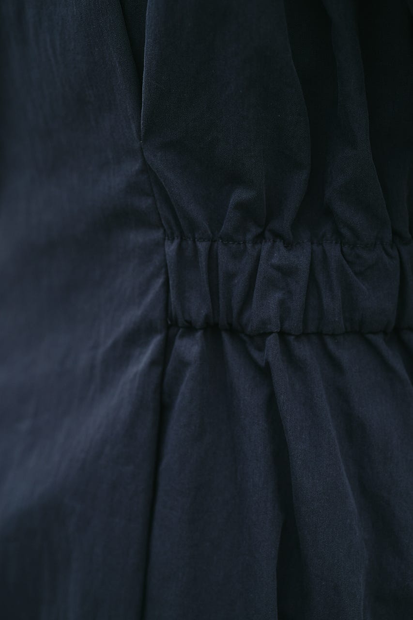 ウエストギャザーシャツワンピース BLK S