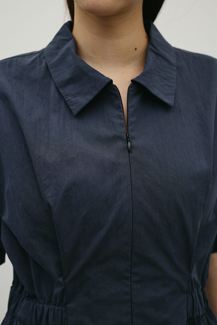 ウエストギャザーシャツワンピース BLK S