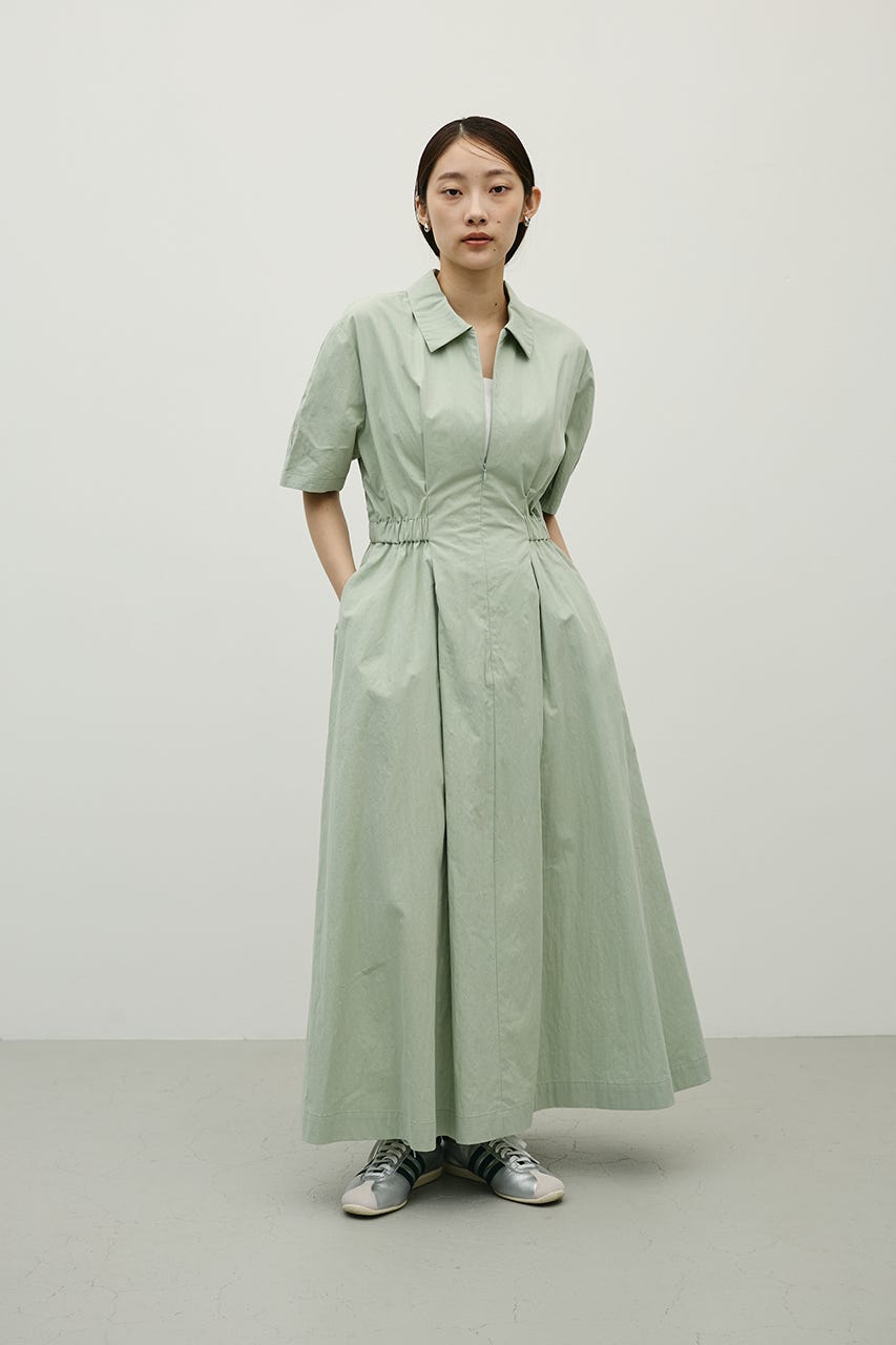 ウエストギャザーシャツワンピース MINT S