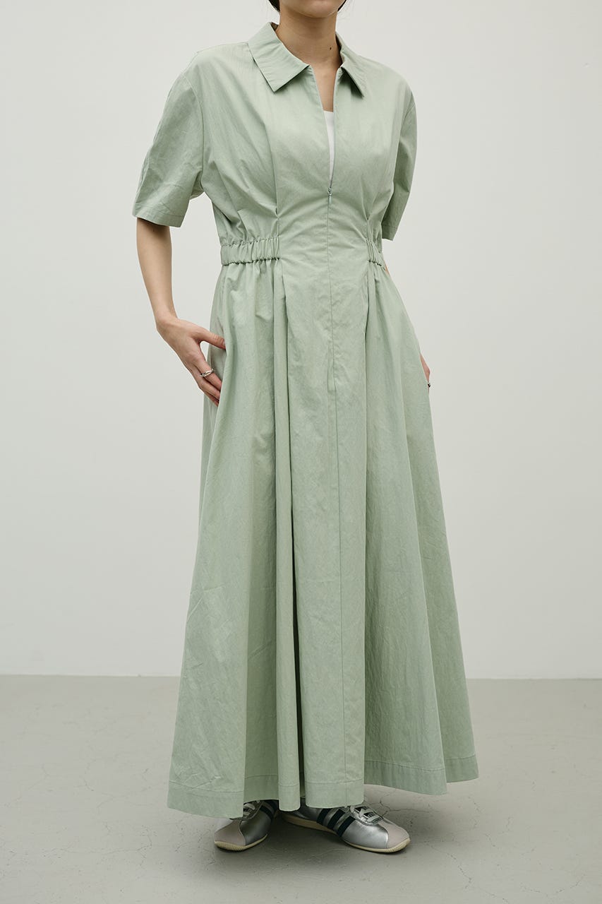 ウエストギャザーシャツワンピース MINT S