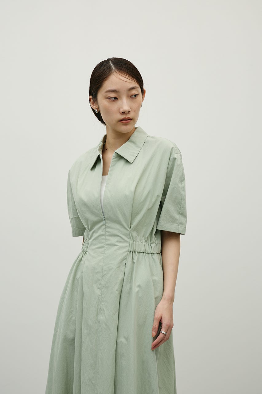 ウエストギャザーシャツワンピース MINT S