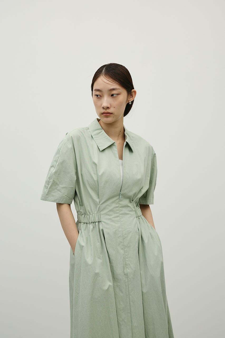 ウエストギャザーシャツワンピース MINT S