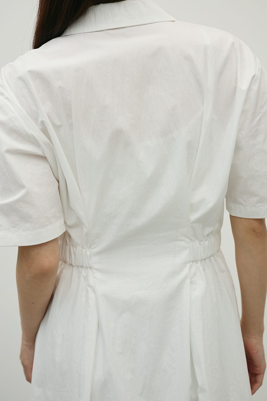 ウエストギャザーシャツワンピース WHT M