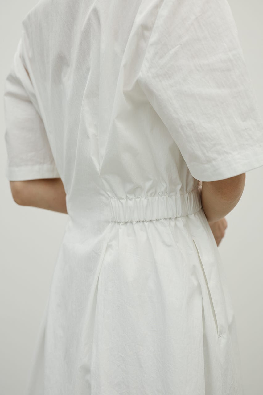 ウエストギャザーシャツワンピース WHT M