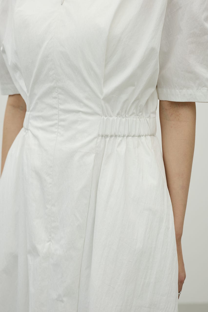 ウエストギャザーシャツワンピース WHT M