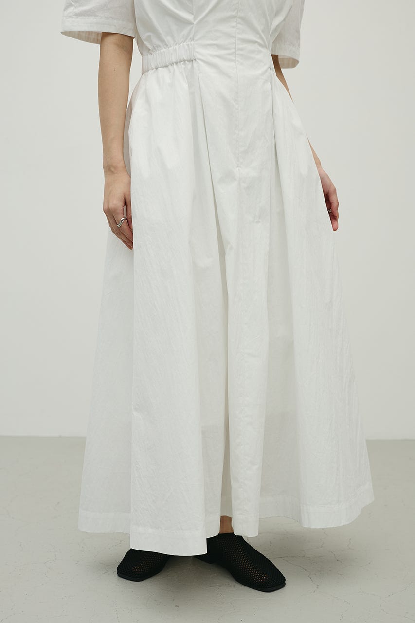 ウエストギャザーシャツワンピース WHT M