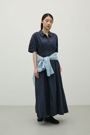 ウエストギャザーシャツワンピース