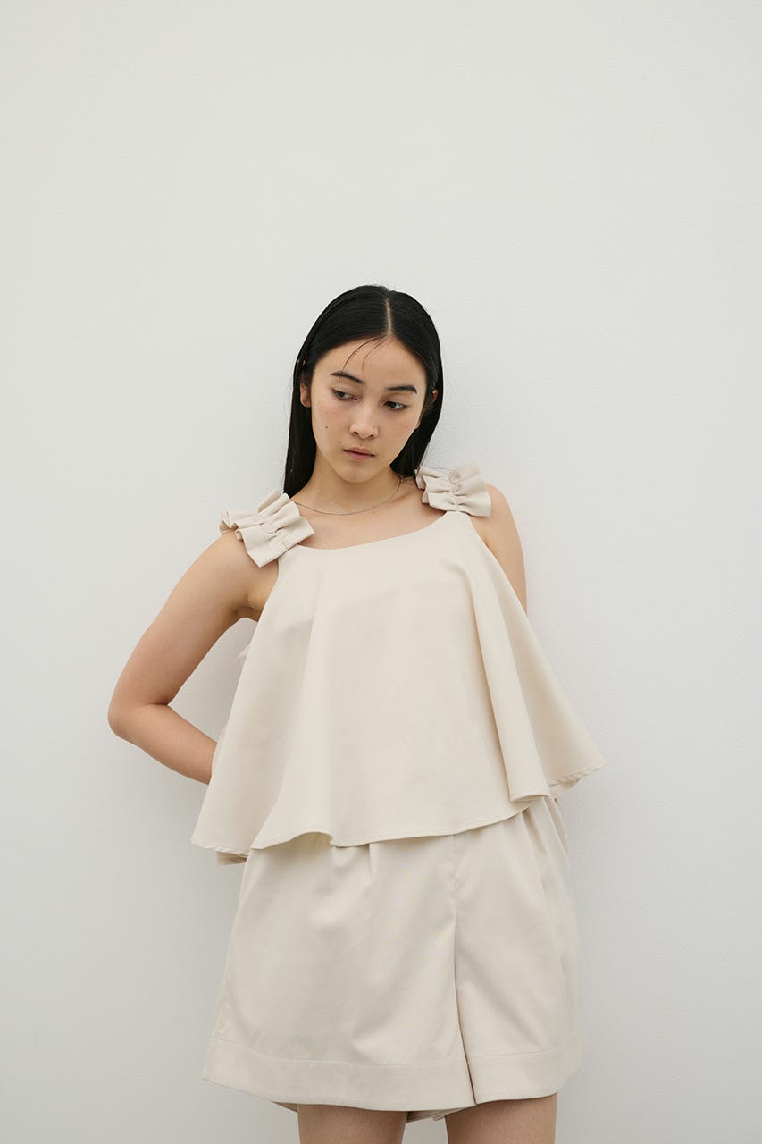 フリルショルダーショートオールインワン IVOY S