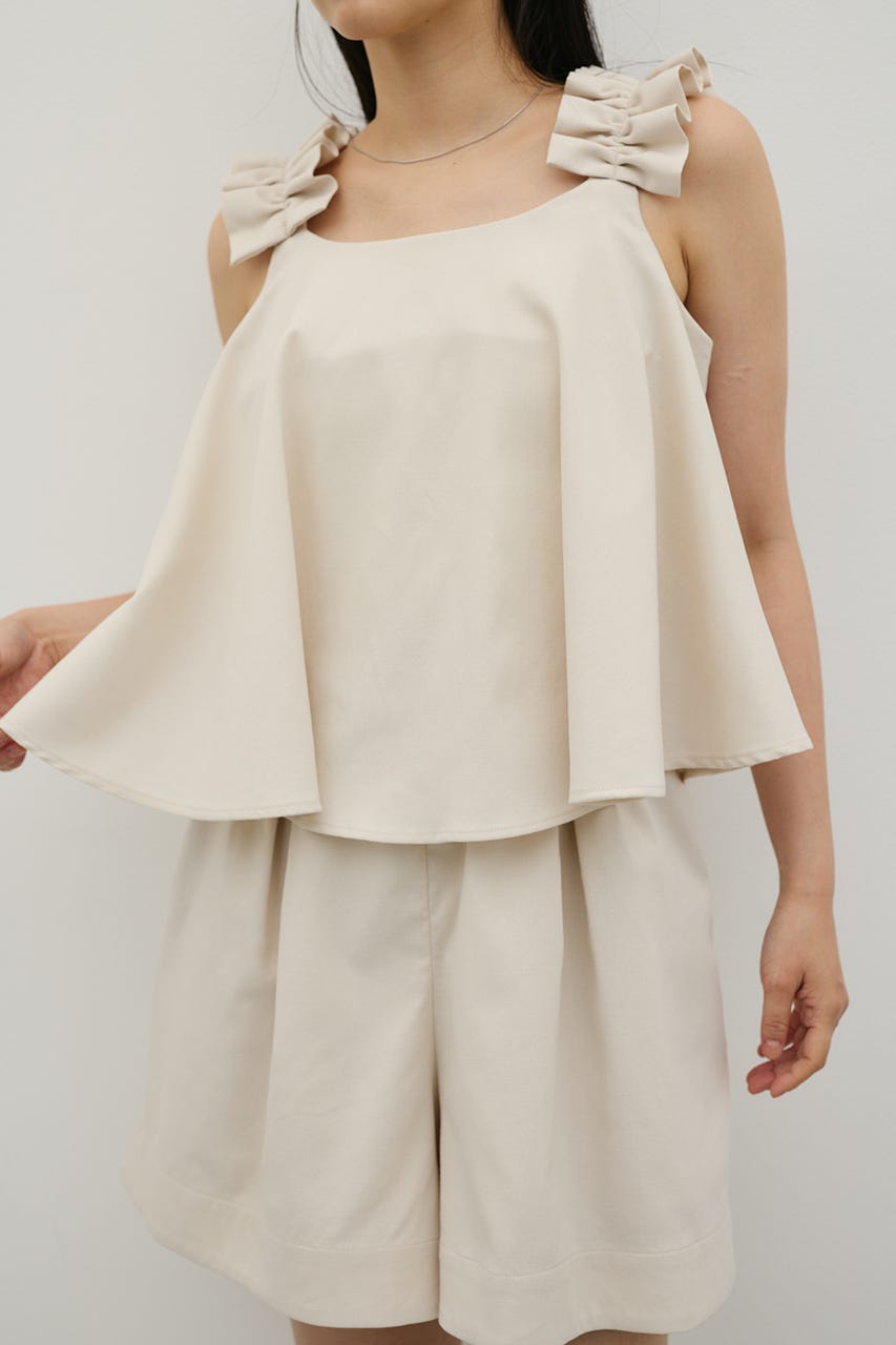 フリルショルダーショートオールインワン IVOY S
