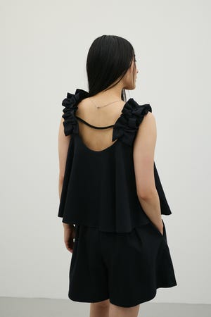 フリルショルダーショートオールインワン