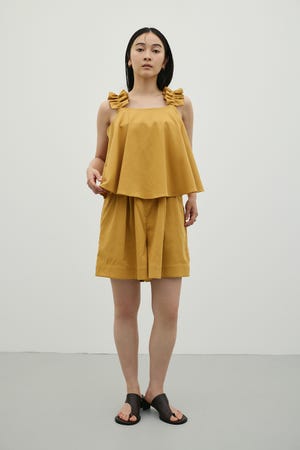 フリルショルダーショートオールインワン