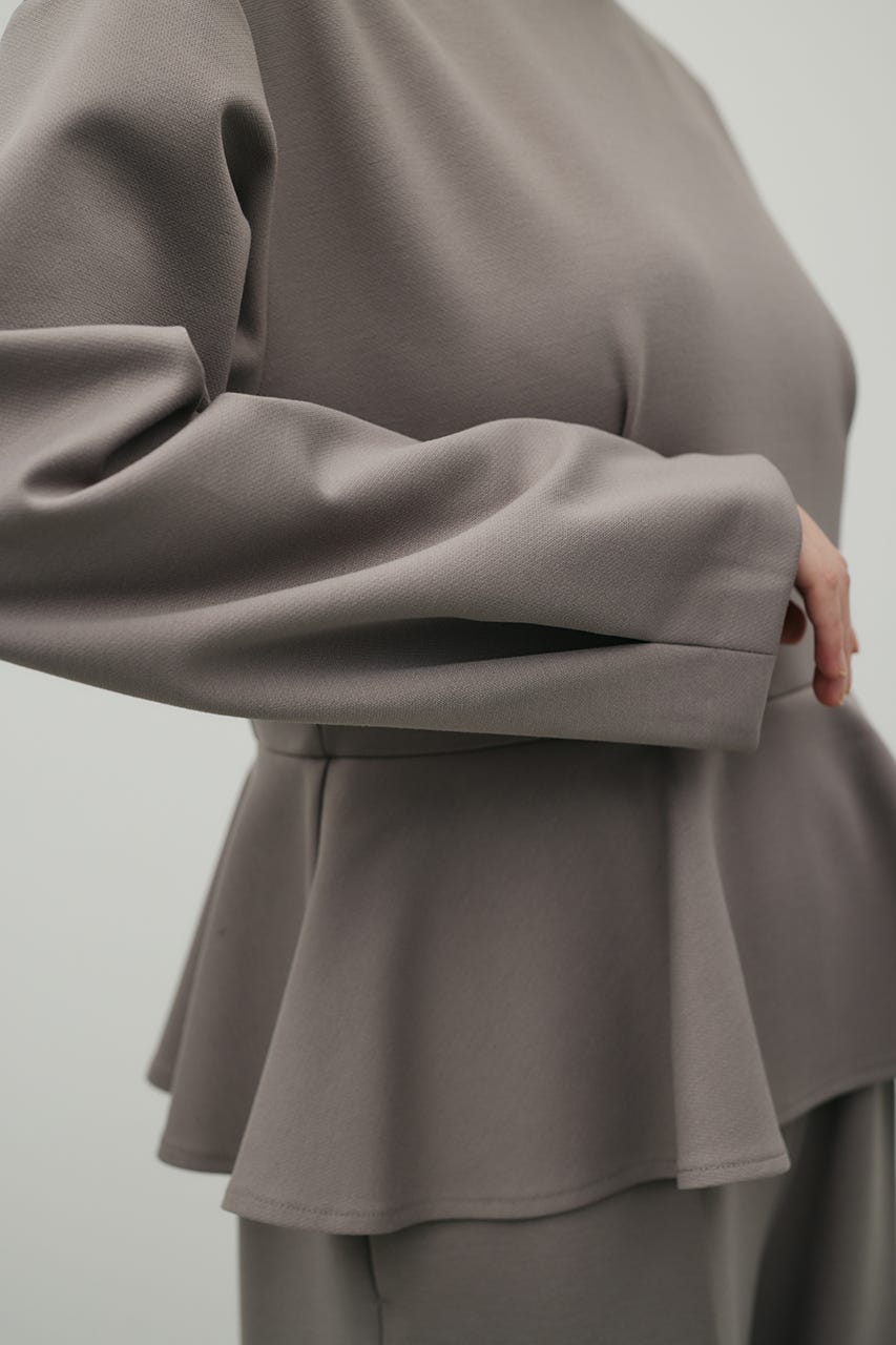 ペプラムフリルオールインワン GRY M