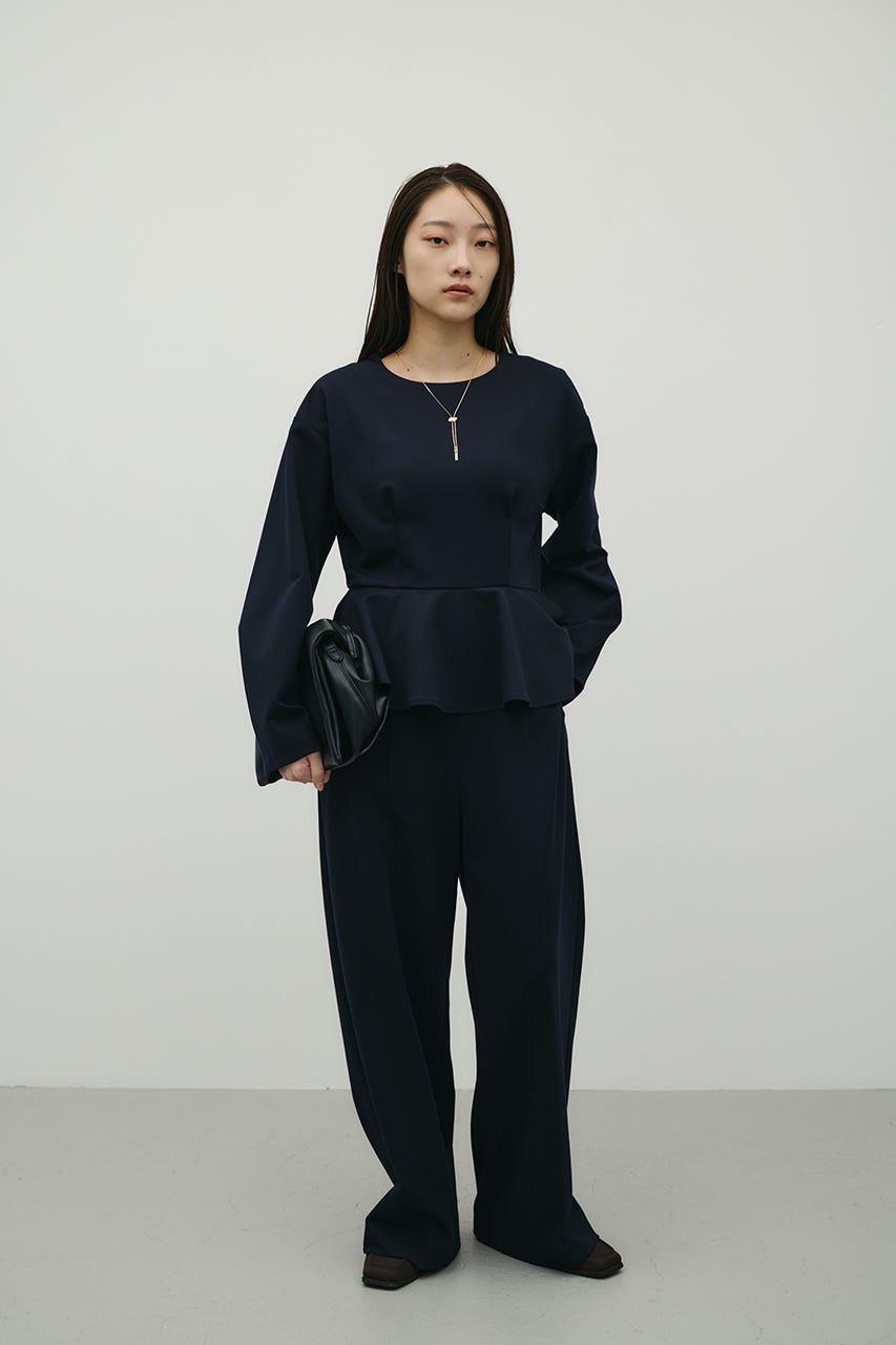 ペプラムフリルオールインワン NVY M