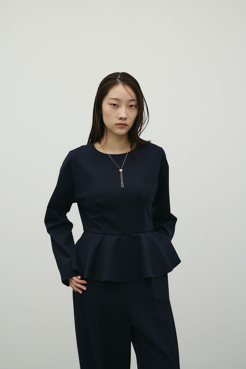 ペプラムフリルオールインワン NVY M