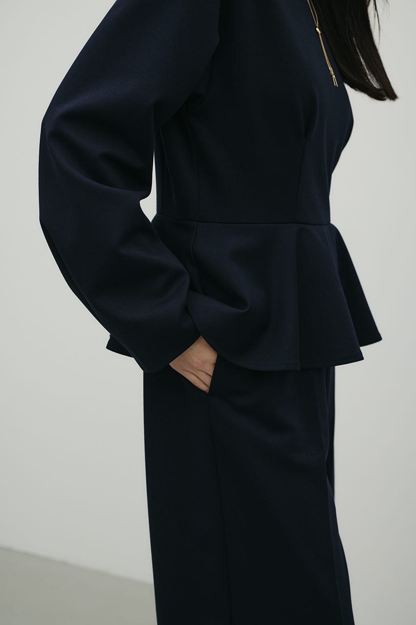 ペプラムフリルオールインワン NVY M