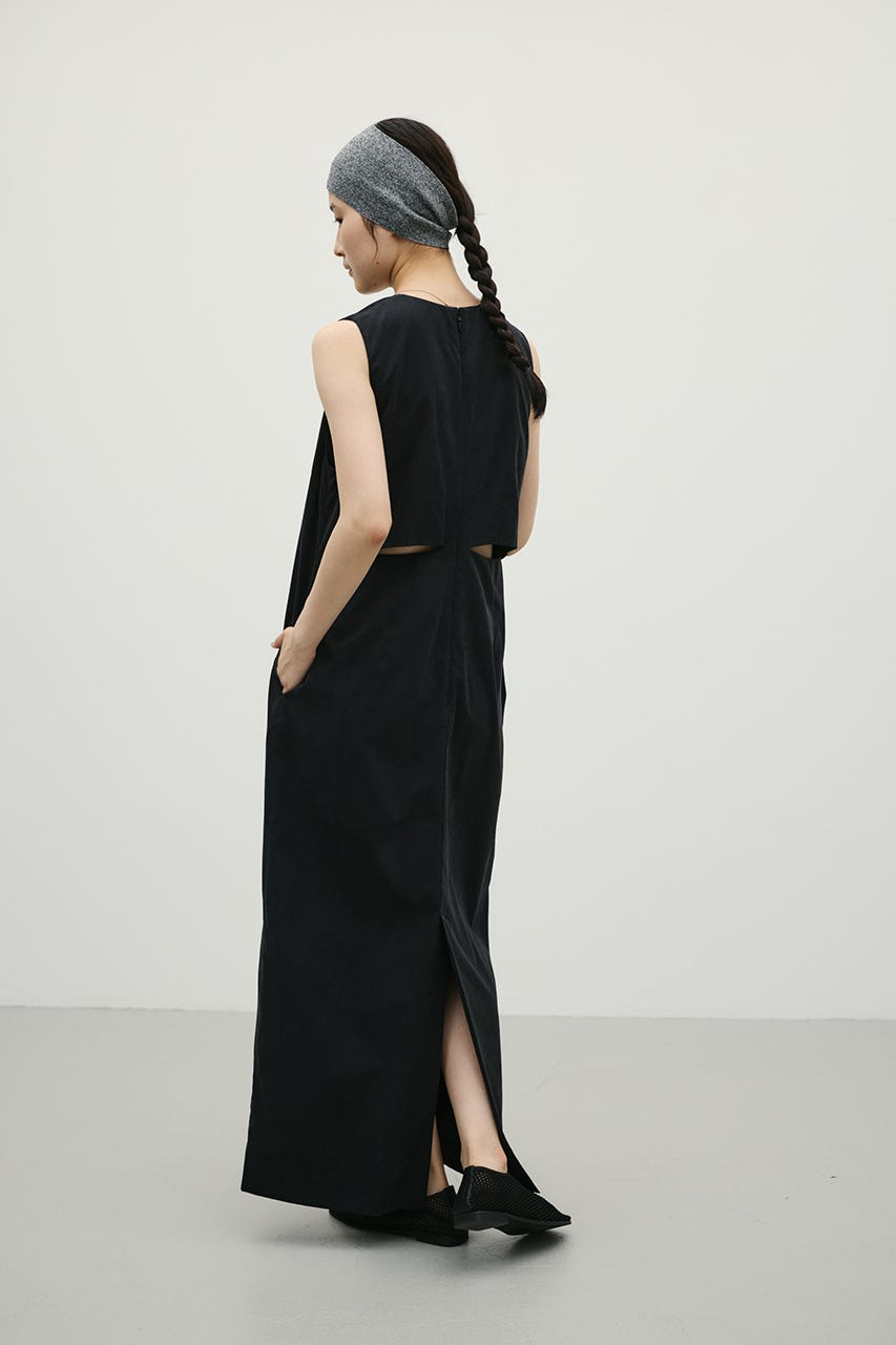 マットサテンバックオープンワンピース BLK S