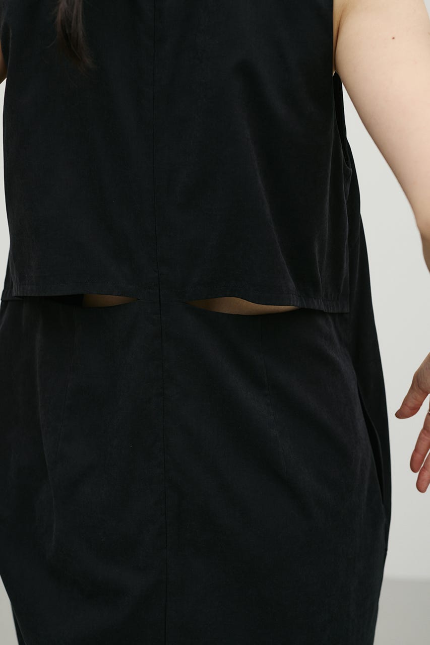 マットサテンバックオープンワンピース BLK S