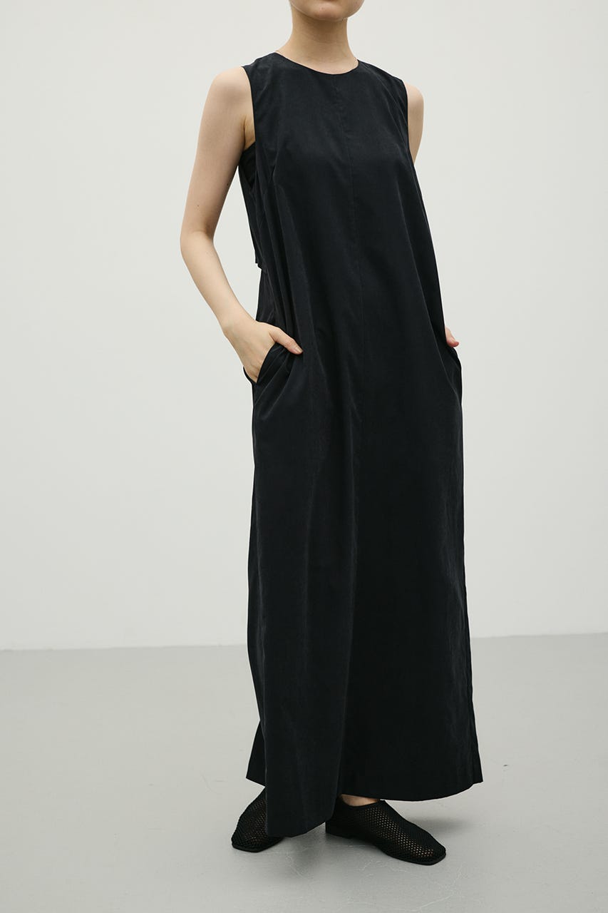 マットサテンバックオープンワンピース BLK S