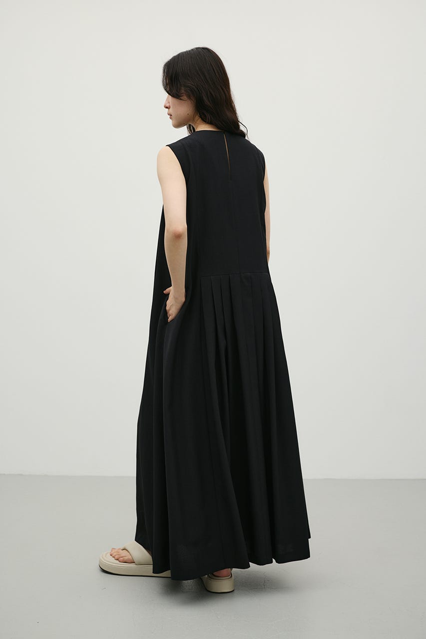 ワイドプリーツワンピース BLK S