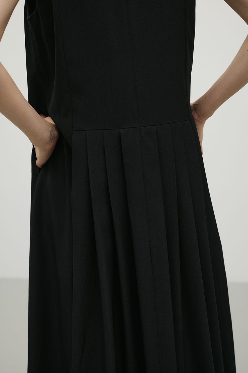 ワイドプリーツワンピース BLK S