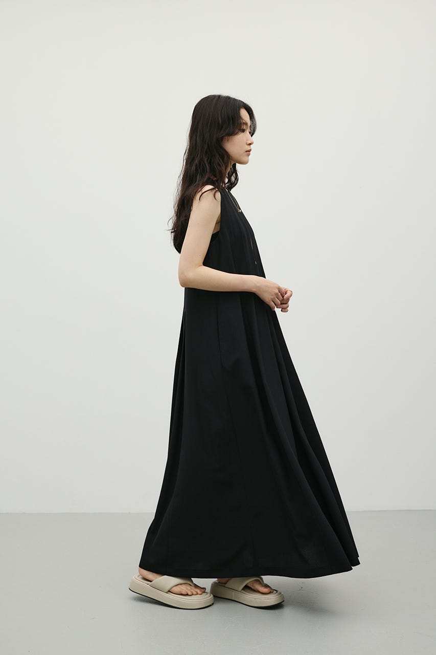 ワイドプリーツワンピース BLK S