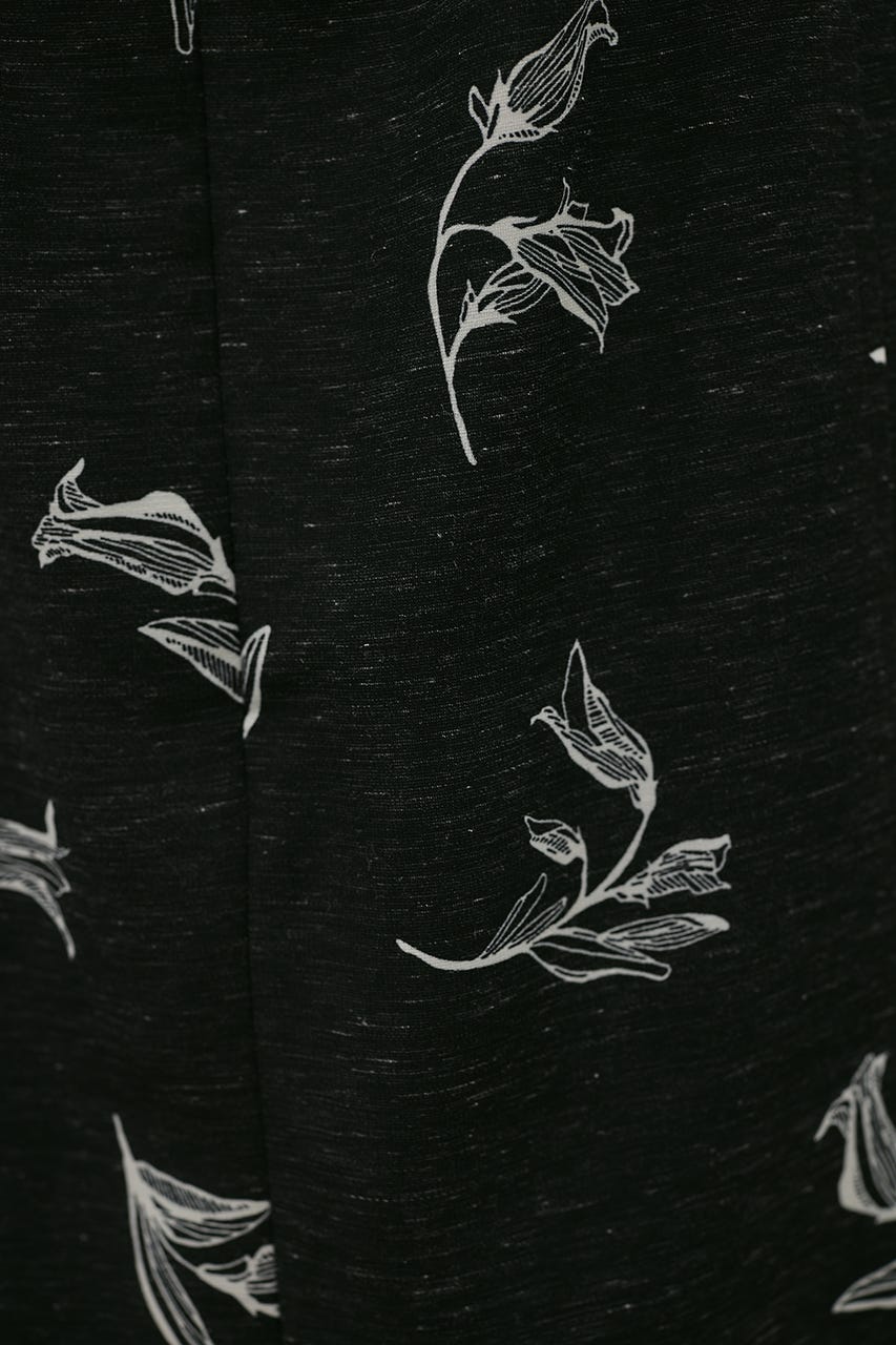 リネンミックスレイヤードキャミワンピース 柄BLK M