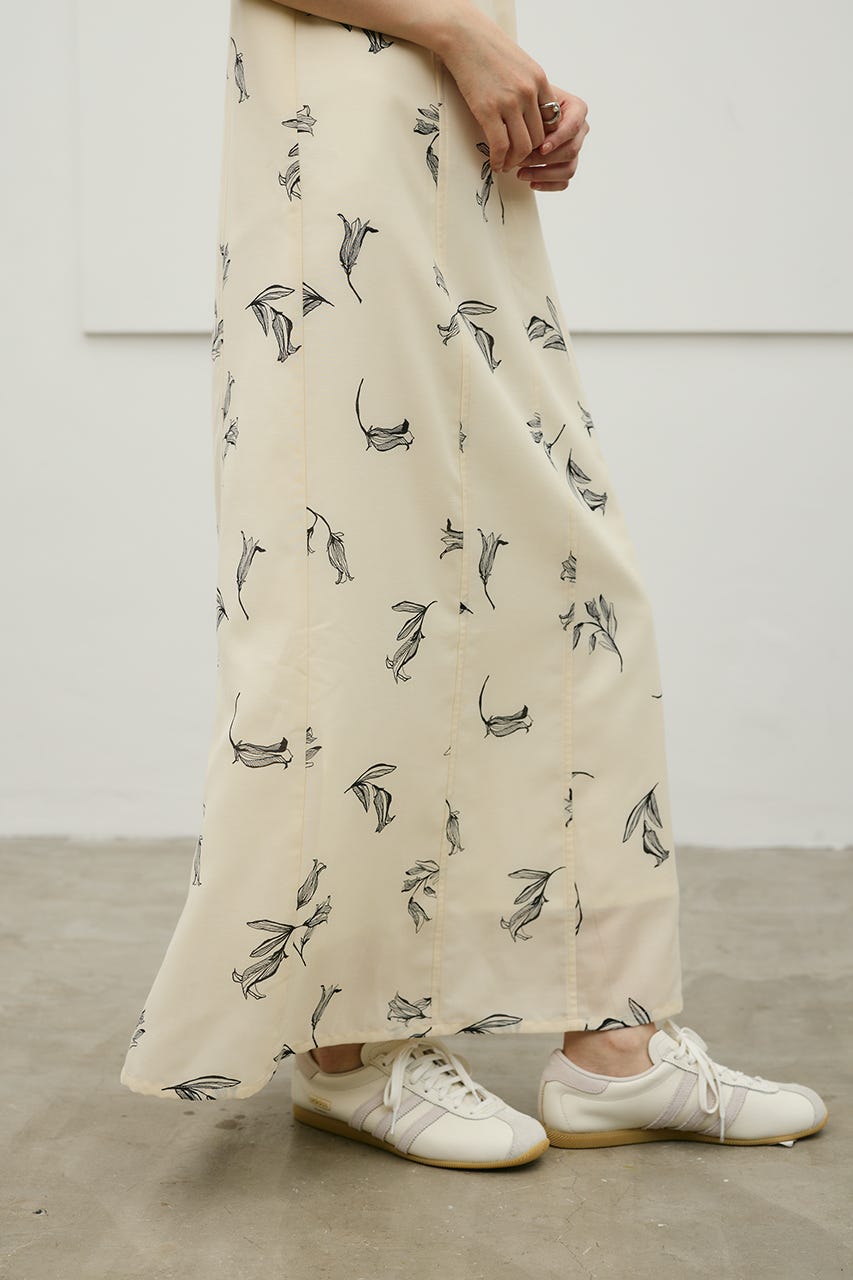 リネンミックスレイヤードキャミワンピース 柄WHT S