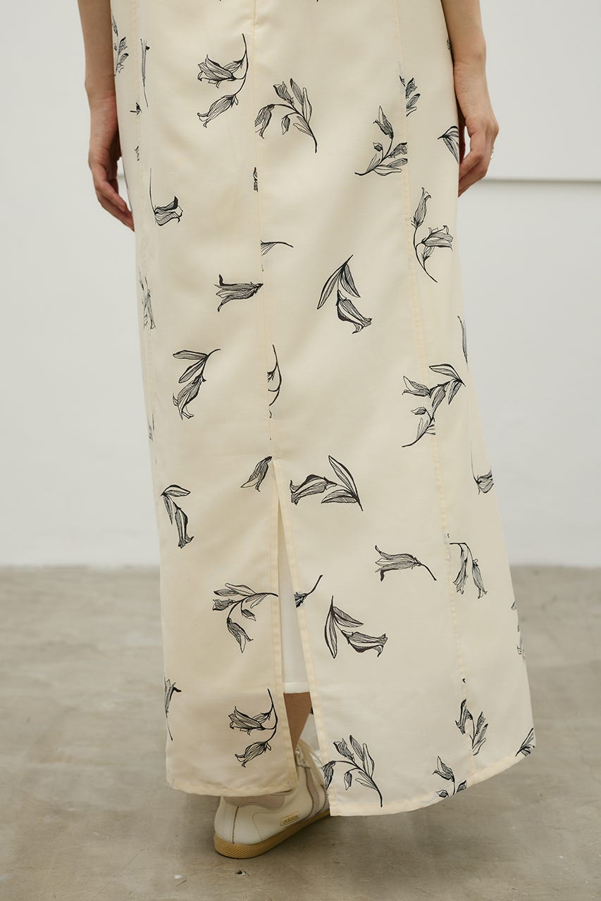 リネンミックスレイヤードキャミワンピース 柄WHT S