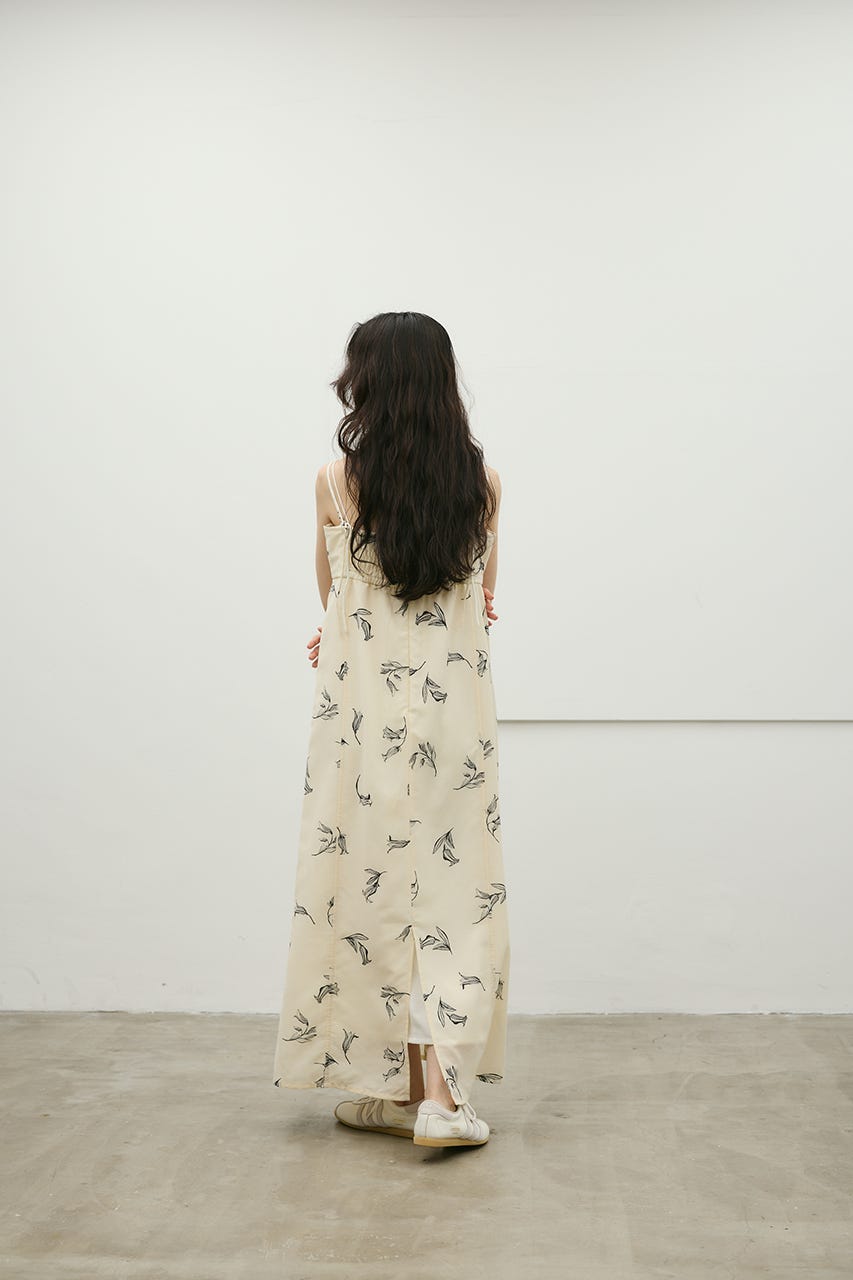 リネンミックスレイヤードキャミワンピース 柄WHT S