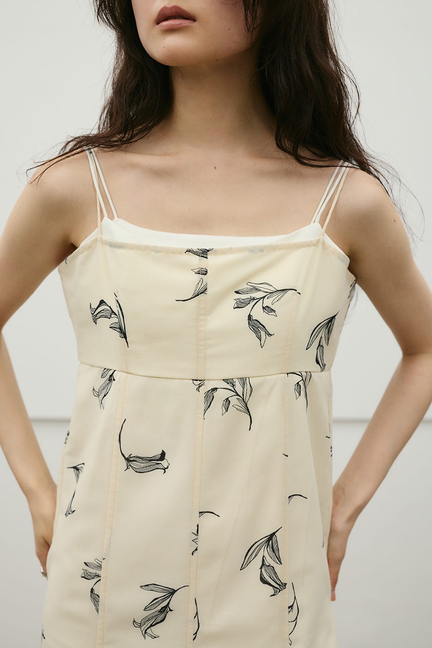 リネンミックスレイヤードキャミワンピース 柄WHT S