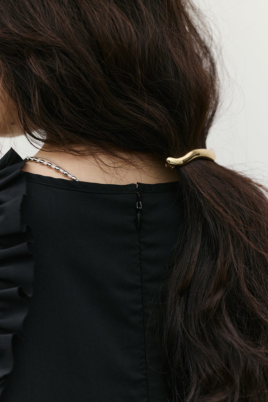 アシンメトリーフリルティアードワンピース BLK M