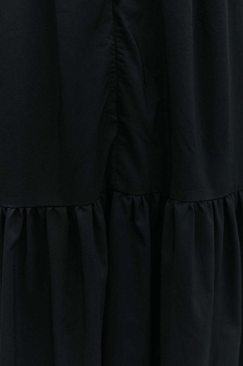 アシンメトリーフリルティアードワンピース BLK M