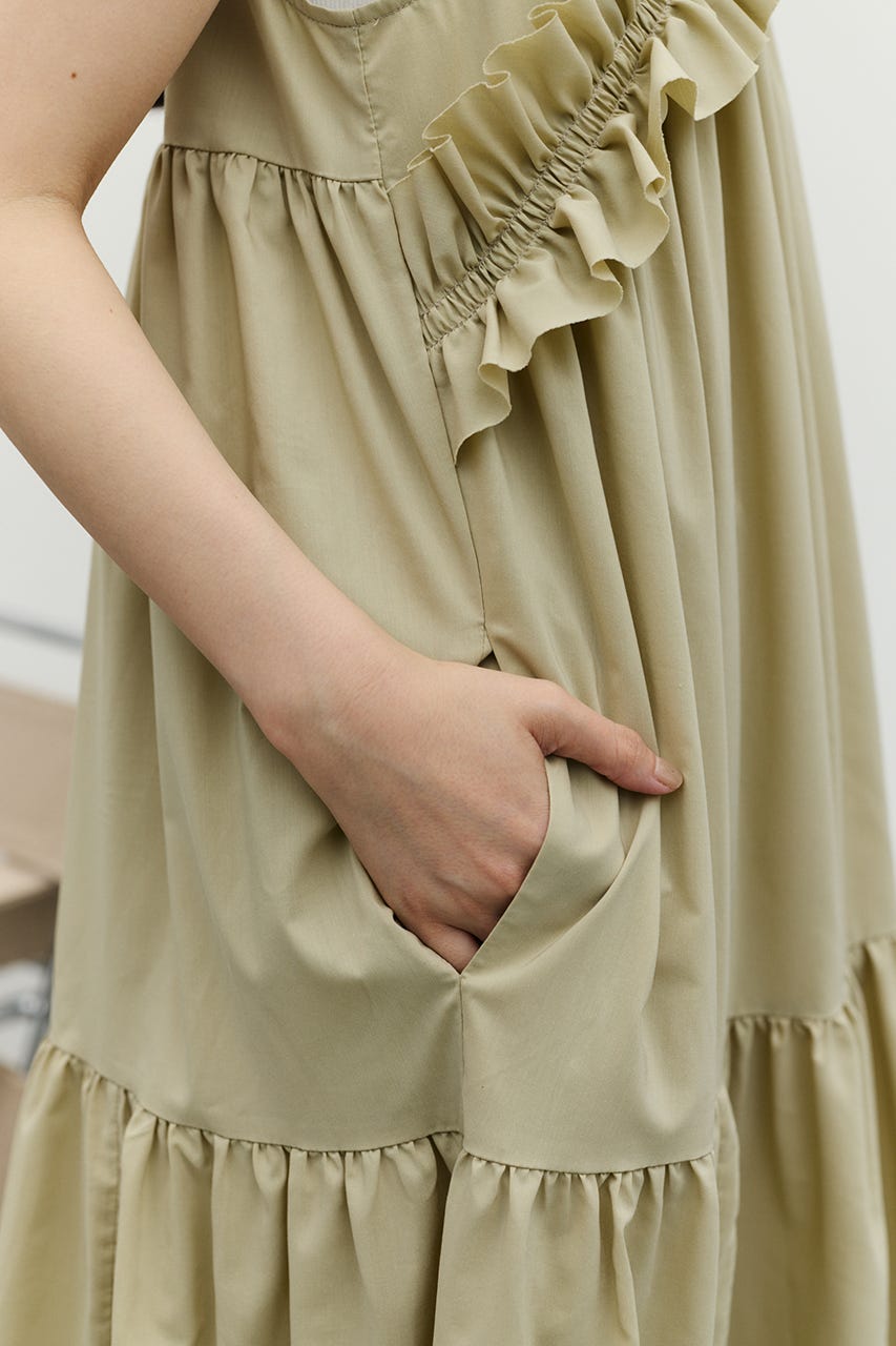 アシンメトリーフリルティアードワンピース MINT M