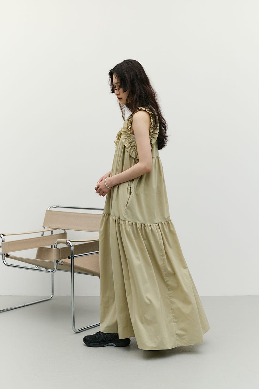 アシンメトリーフリルティアードワンピース MINT M