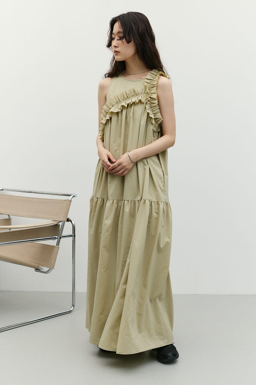 アシンメトリーフリルティアードワンピース MINT M