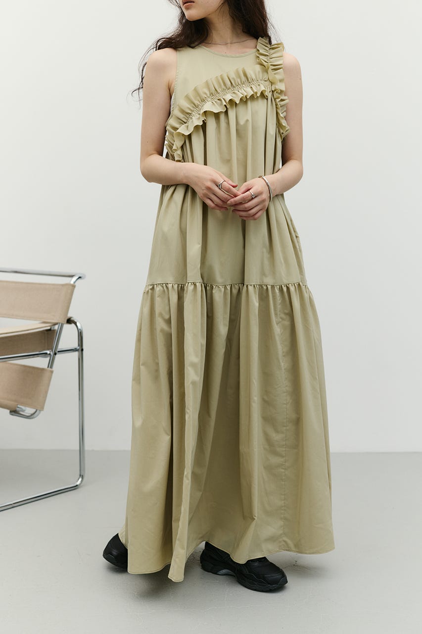 アシンメトリーフリルティアードワンピース MINT M