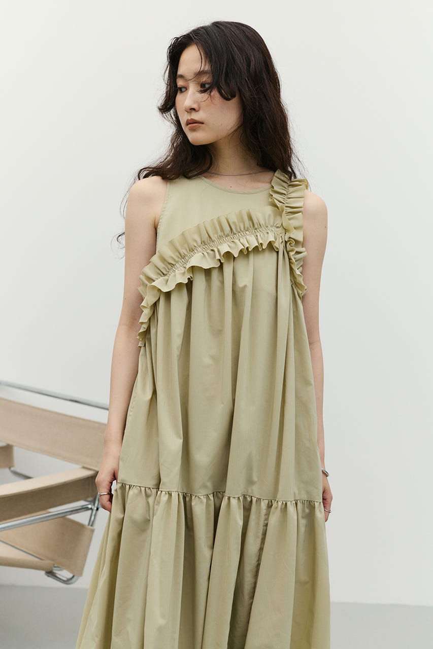 アシンメトリーフリルティアードワンピース MINT M
