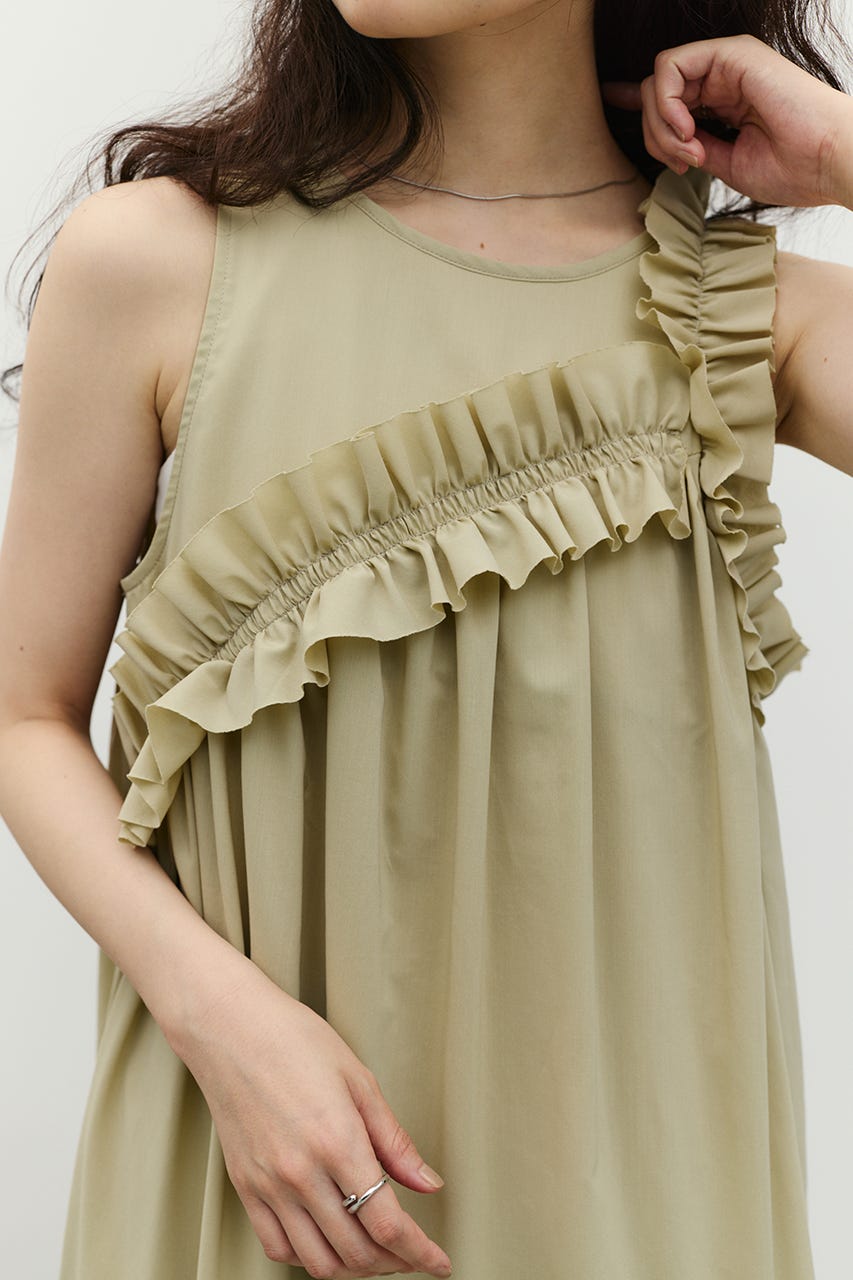 アシンメトリーフリルティアードワンピース MINT M